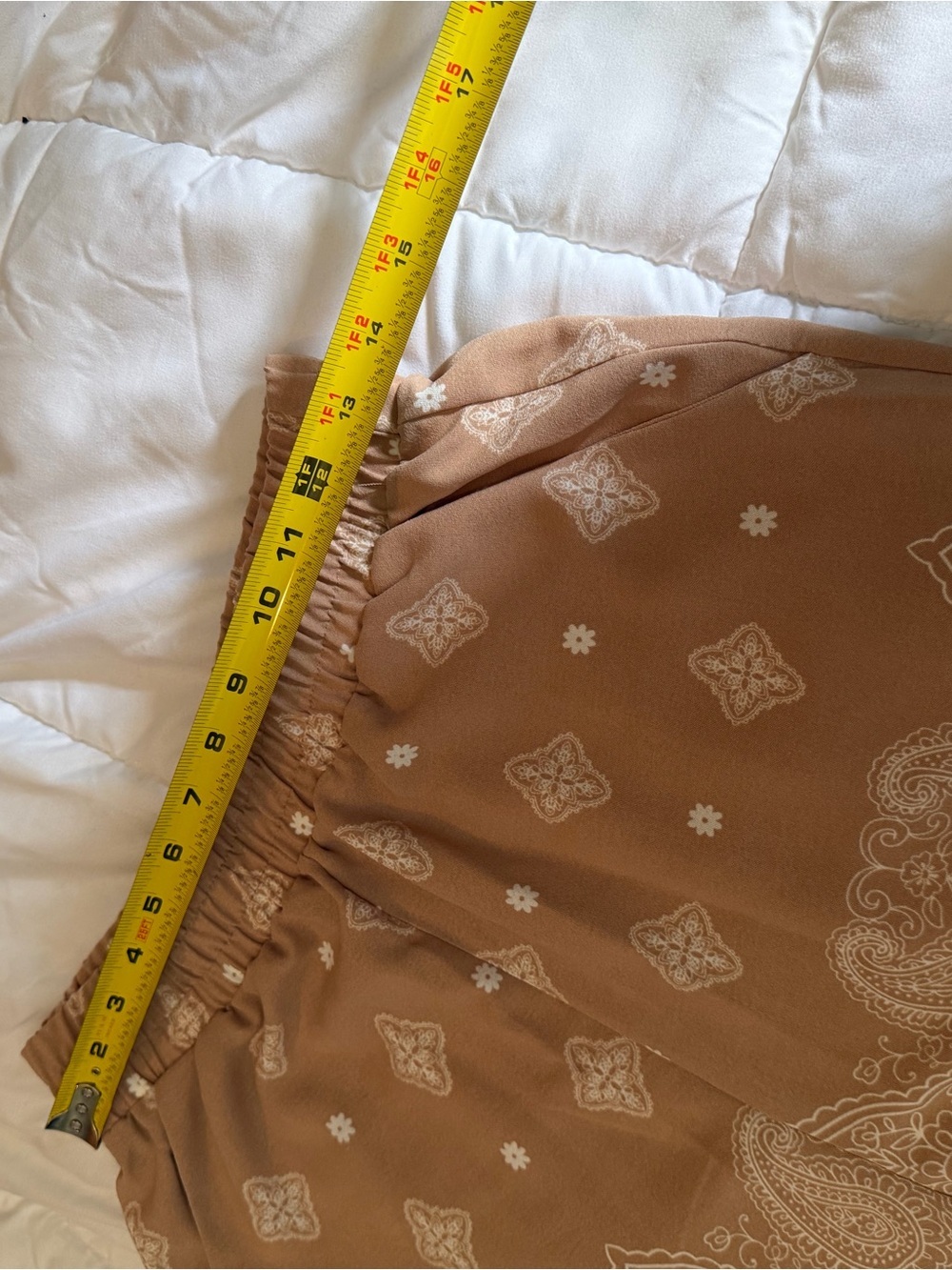 Tan Paisley Print Elastic-Waist Bermuda Shorts - Picture 5 of 5